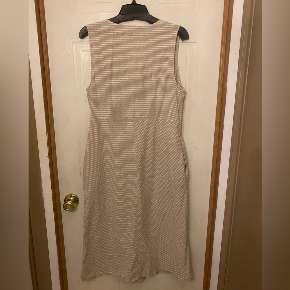 Soft Surroundings Beige Chasia Button Front Sleeveless Midi Dress - Picture 4 of 7